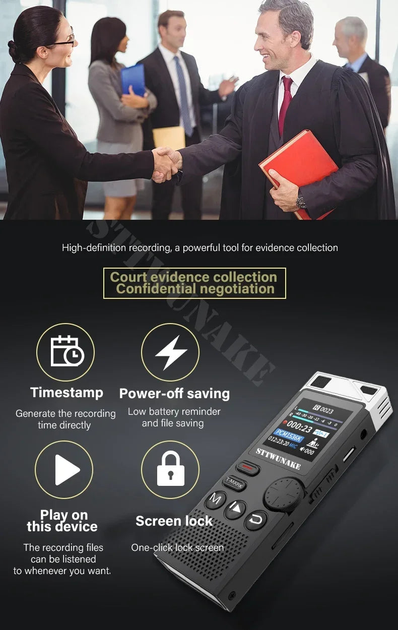 Voice Activation Recorder Dual-Core Ai Noise-Reducing Digital Recording Device STTWUNAKE
