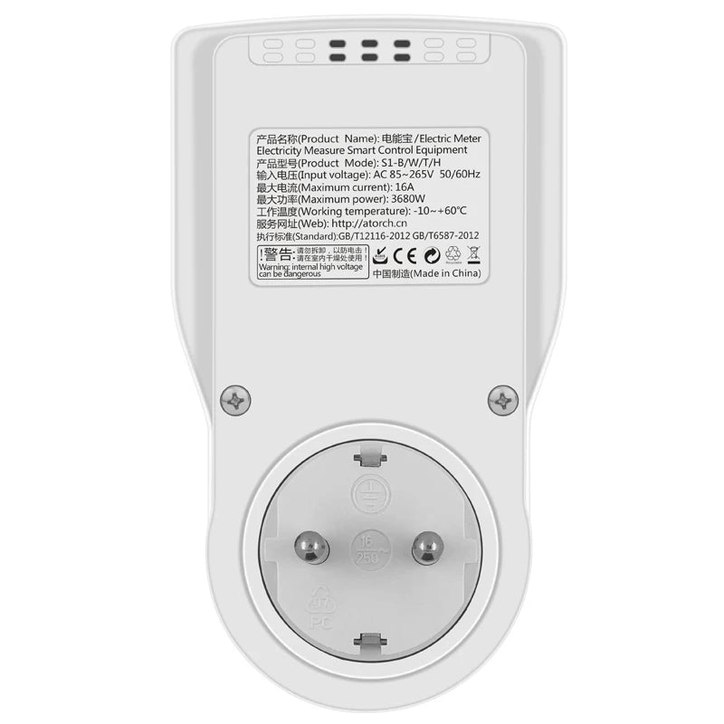 Tomacorrente inteligente Wi‑Fi com exibição de monitorização de energia