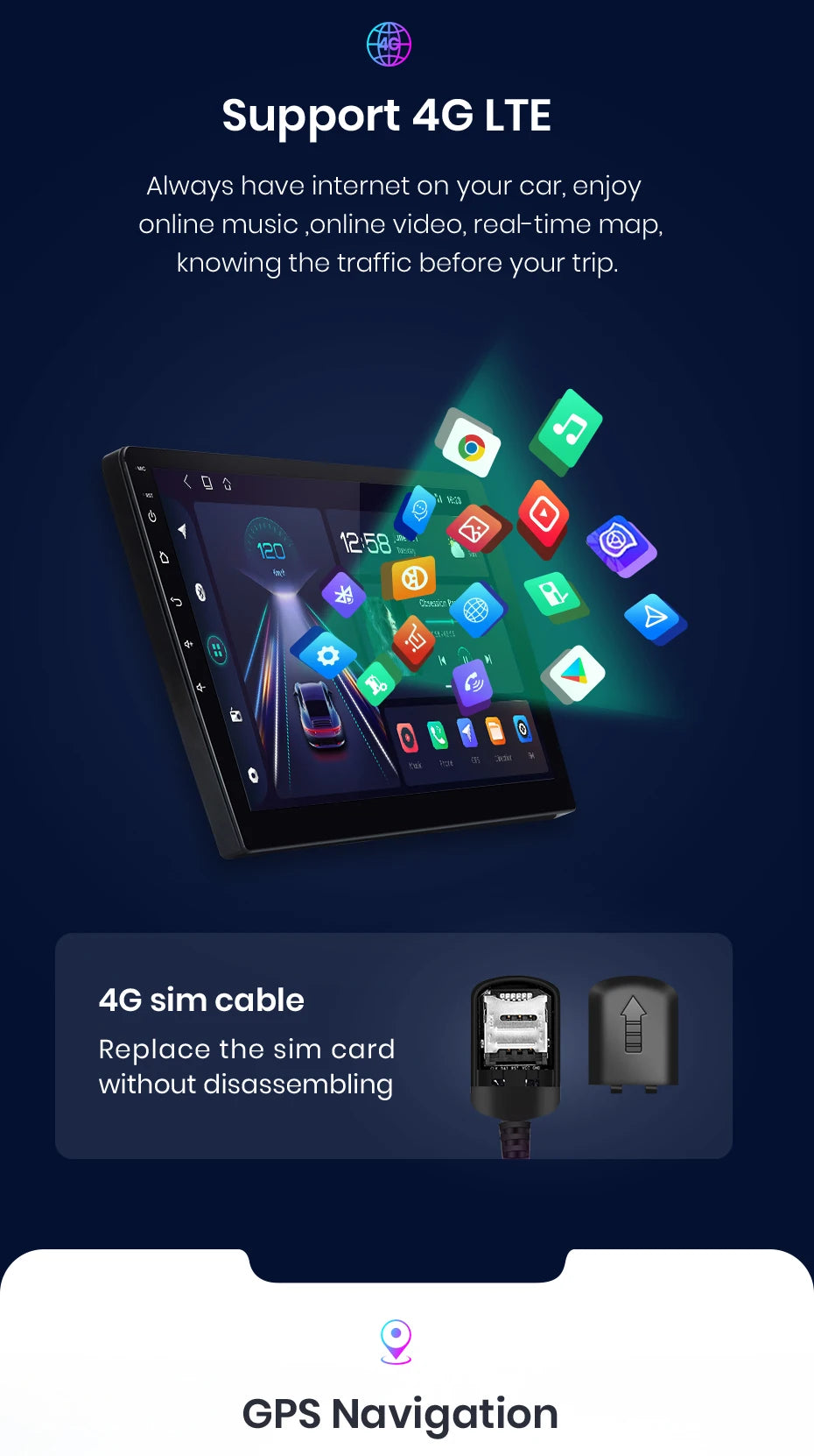 Junsun V1 Plus Car Radio with Wireless CarPlay & Android Auto