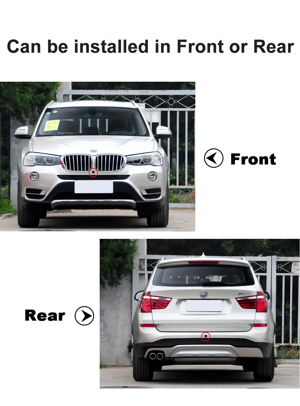 Car Front & Rear View Camera 1080P Wide Angle Night Vision Waterproof