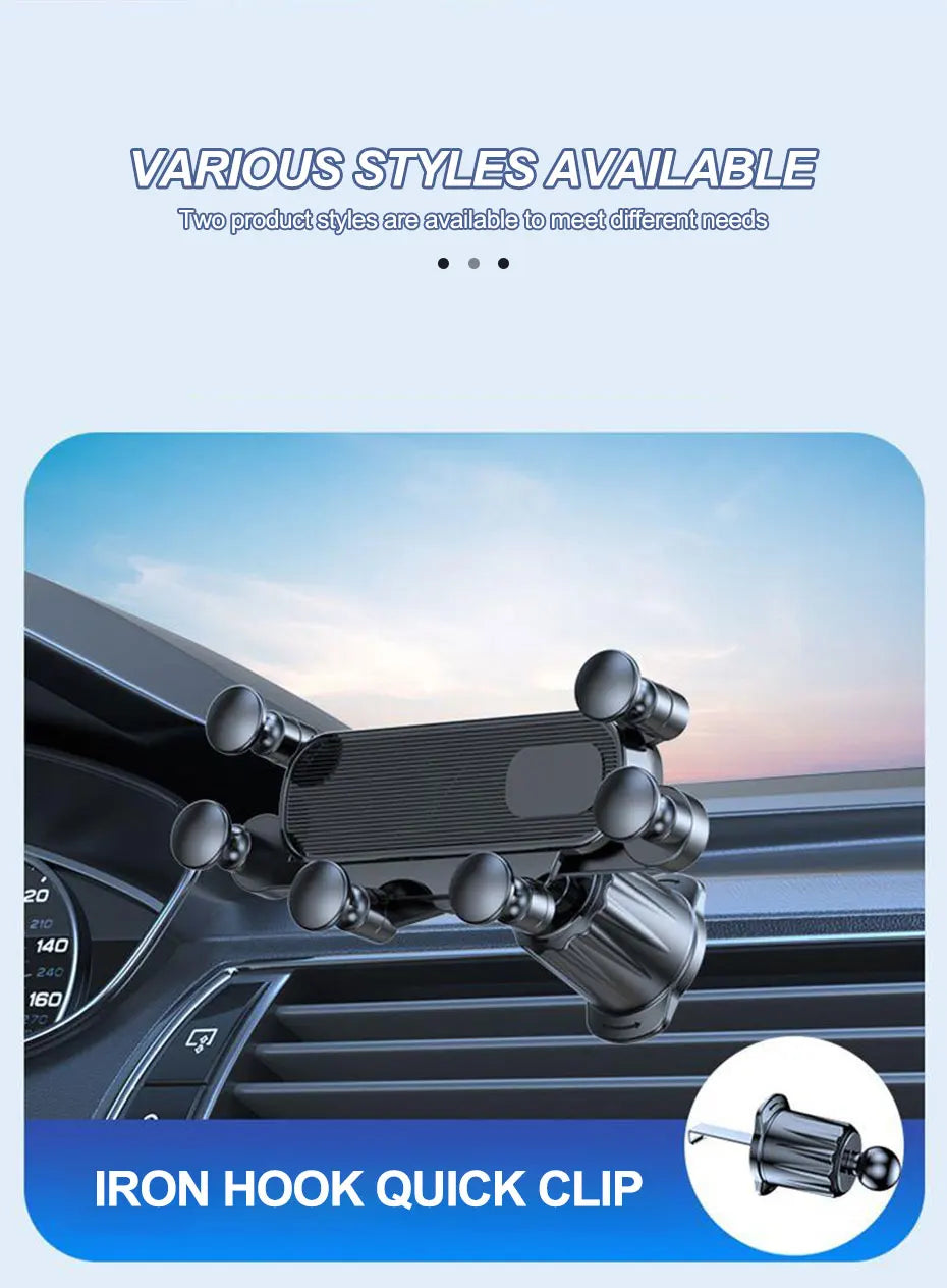 SEAMETAL Air Vent Car Phone Holder 6-Joint 360-Degree Gravity Phone Mount Stable Hook Cellphone Stand Universal for 4.7-7 inch