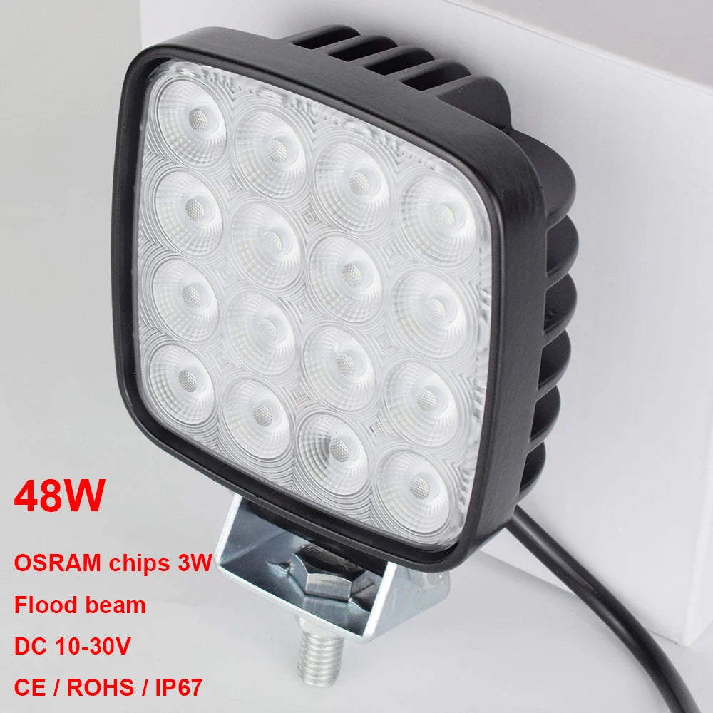 4 inch LED Flood Light Excavator Squar Forklift Tractor Heavy Duty Blub Offroad 12V 24V 6240LM Agricultural vehicles 1