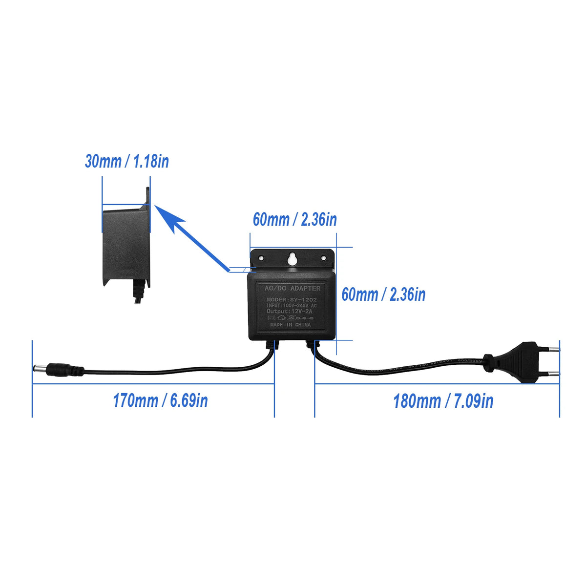 Adaptateur secteur 12V CC 2A avec fiche européenne