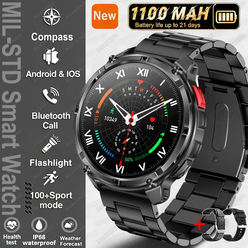 Smartwatch con chiamata Bluetooth all'aperto con bussola e GPS collegato al telefono