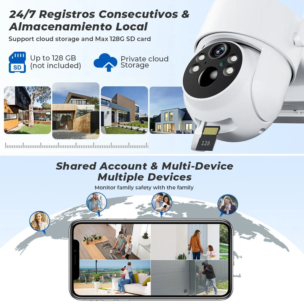 WiFi PTZ Camera Outdoor Wireless Solar IP Camera 4MP HD Built-in Battery Video Surveillance Camera Long Time Standby iCsee APP