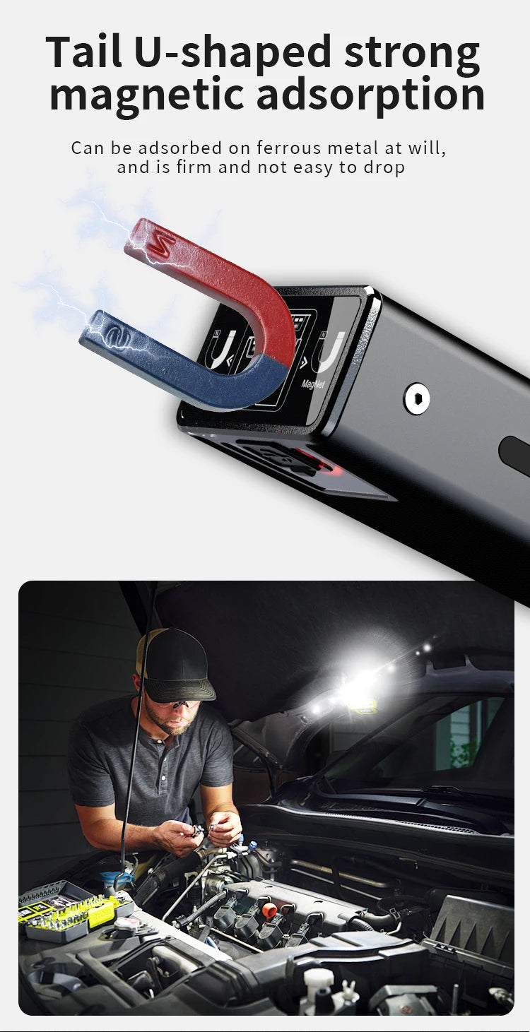 Lanterna de trabalho LED recarregável com visor digital