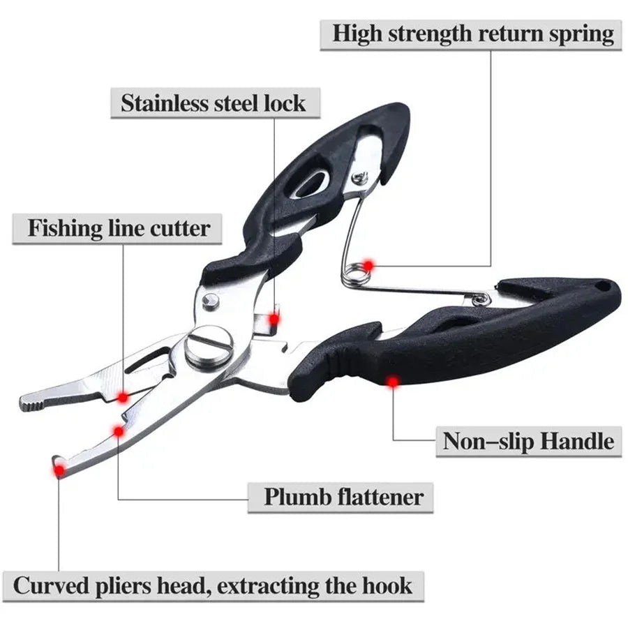 Fishing Pliers & Lip Gripper Set with Wrist Strap