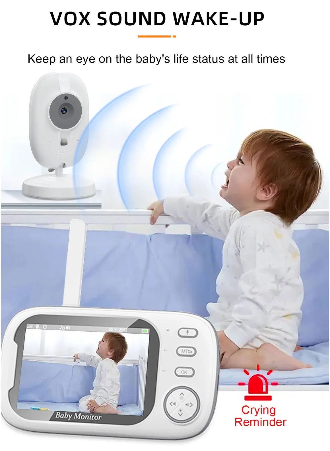 3.5-inch Wireless Baby Monitor with Night Vision & 2-Way Audio
