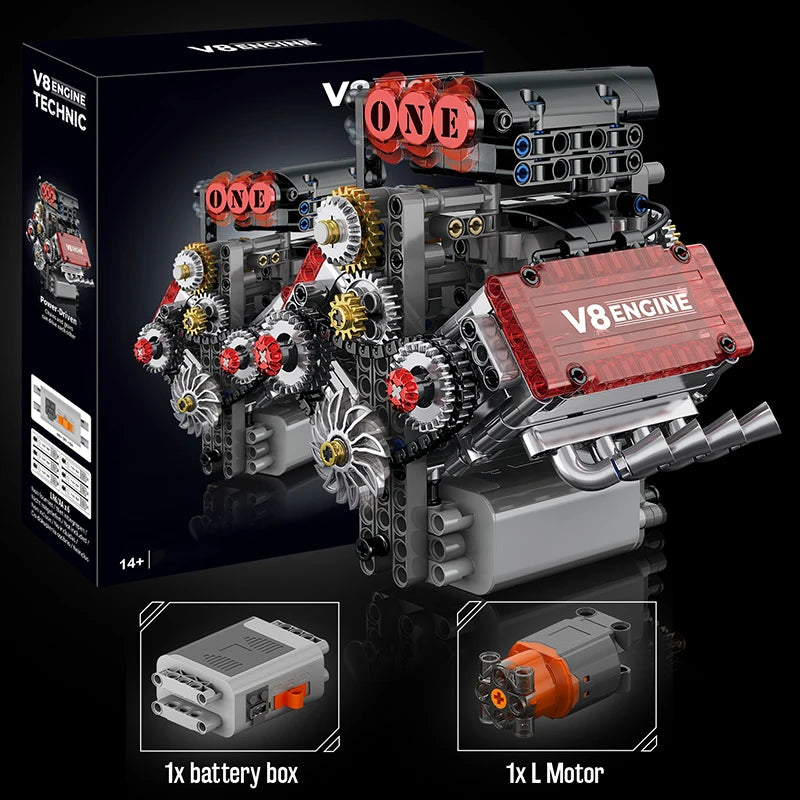 Motorised V8 Engine Brick Model - 478 Pieces