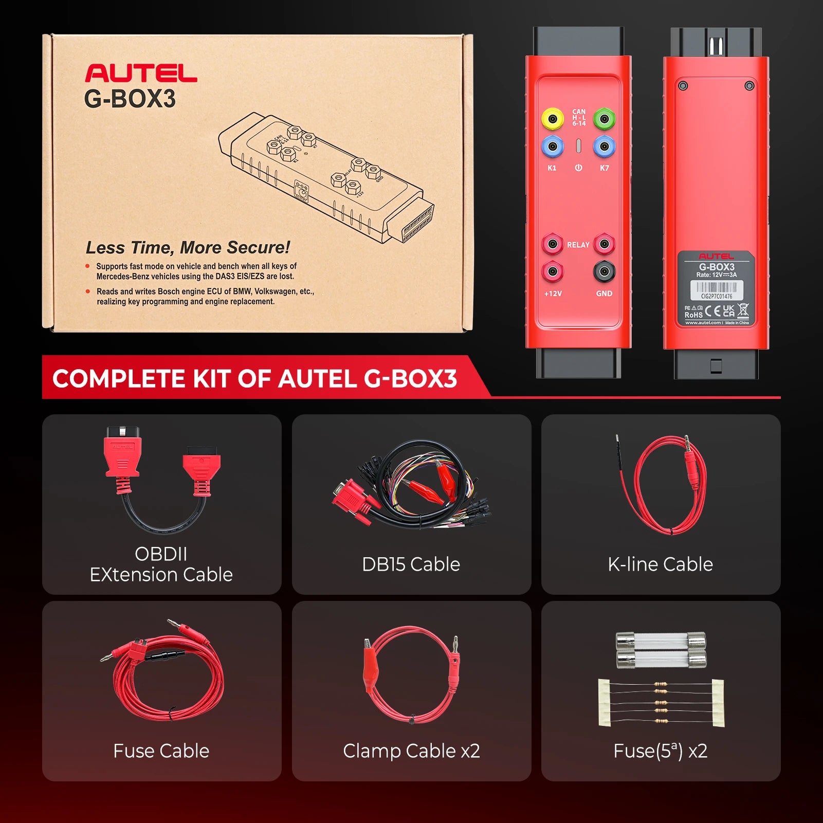 Autel G-BOX3 Key Programming Adapter for Benz BMW IM608