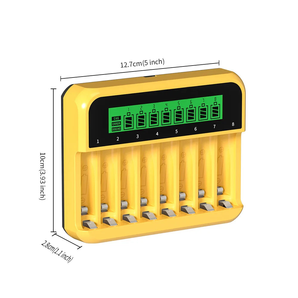 Chargeur Ni-MH LCD023 à huit emplacements pour piles AA et AAA