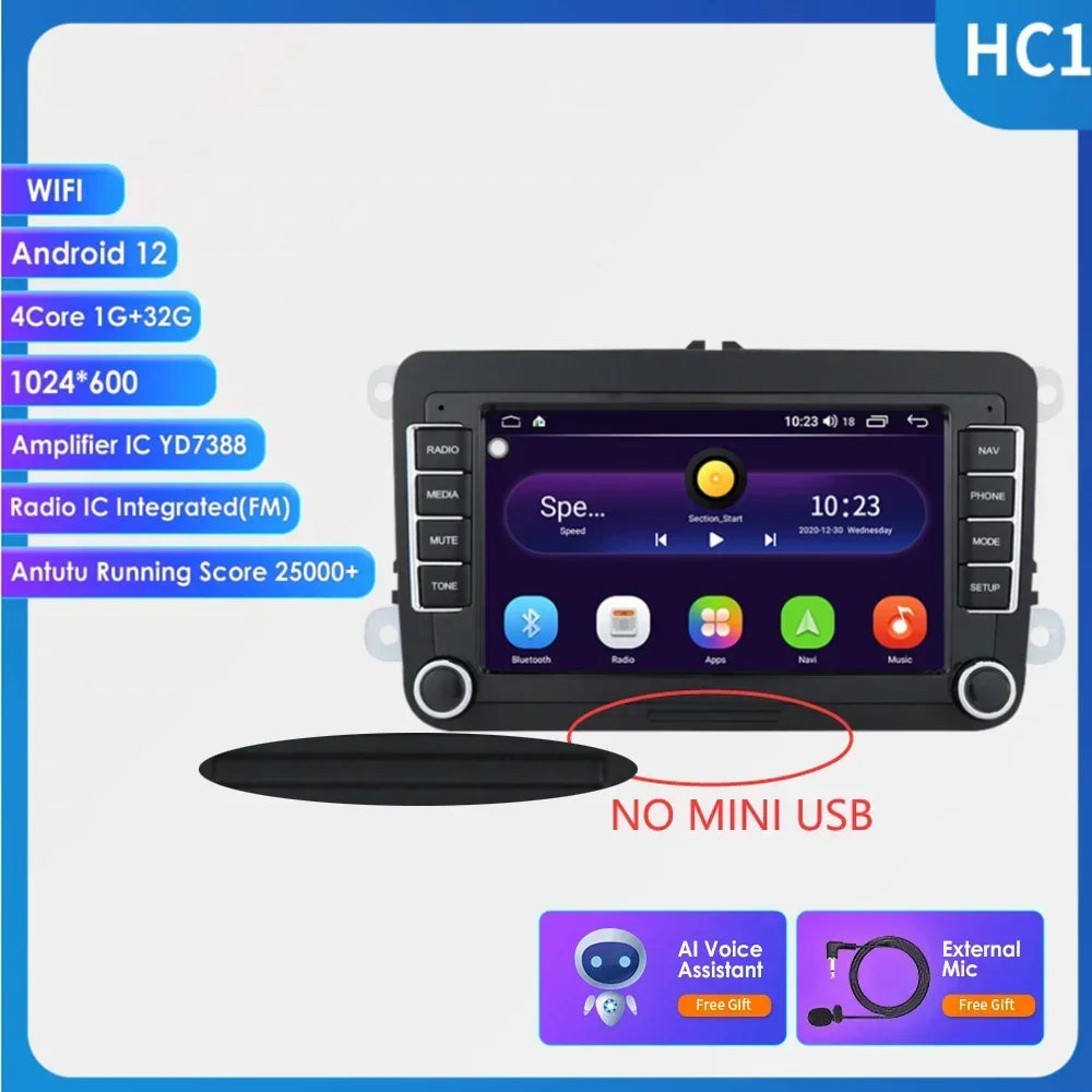 Android 13 Car Radio with CarPlay for Volkswagen Vehicles