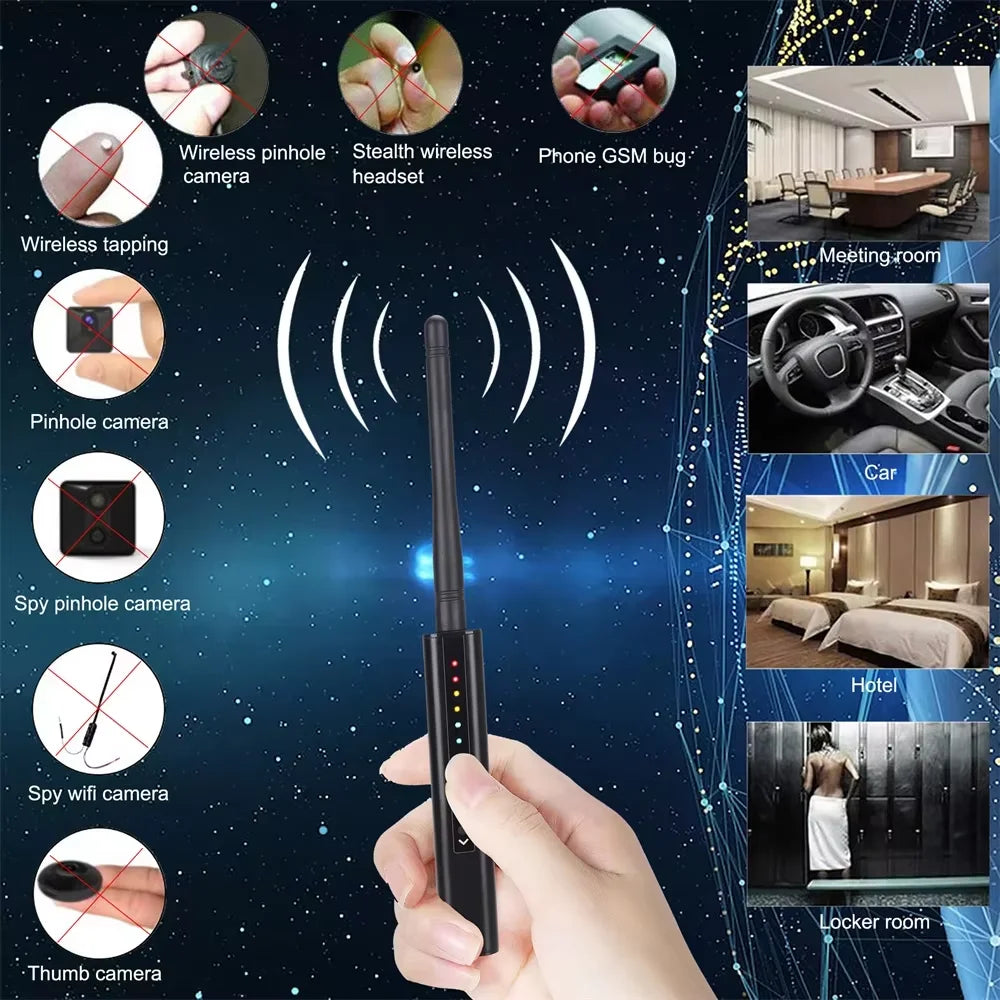 Portable Professional Anti-Spy RF Detector, Wireless Signals Scanner, GPS Tracker, Bug Finder, Hidden Camera, GSM Audio Devices