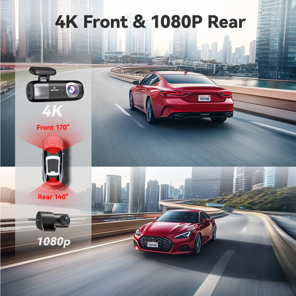 REDTIGER F9 4K Dash Cam with WiFi, GPS and Parking Mode