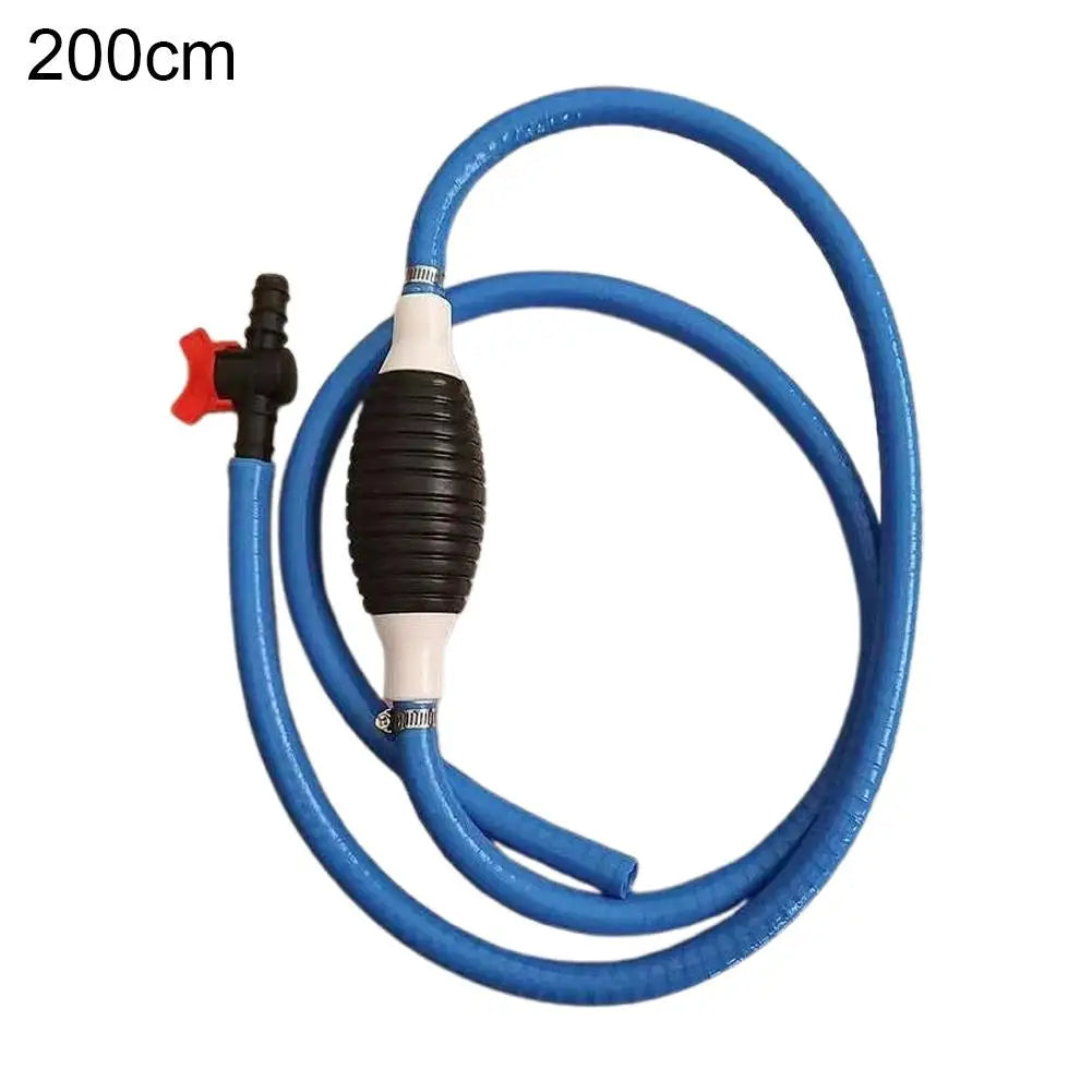 Manual squeeze-bulb siphon pump with hose and control valve