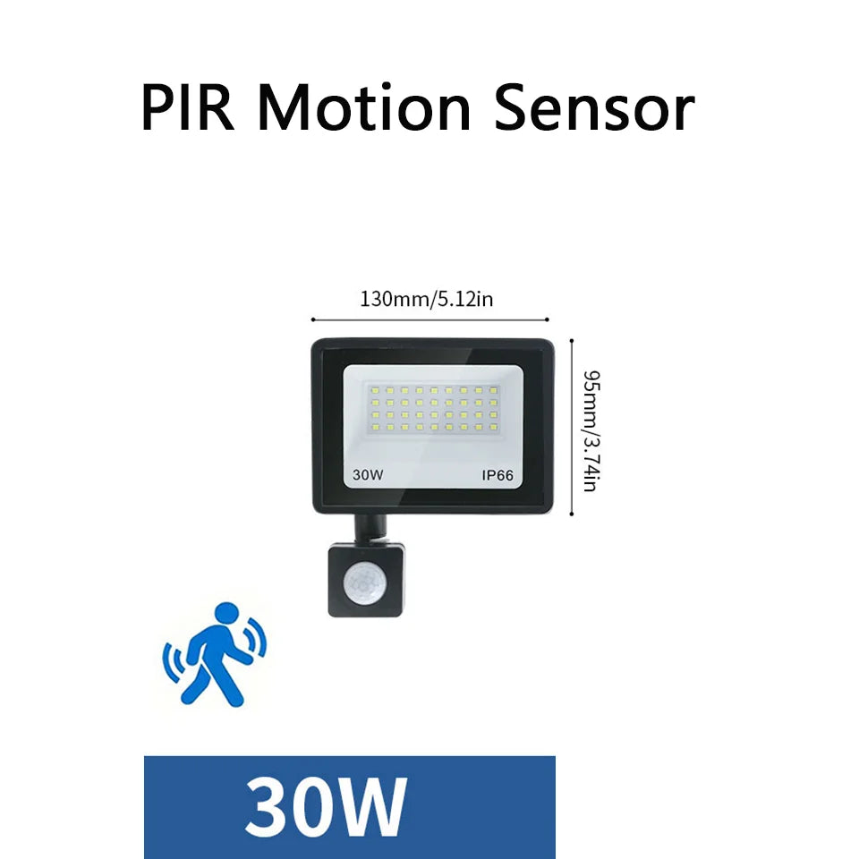Proiector LED cu senzor de mișcare PIR, opțiuni de 10–300W