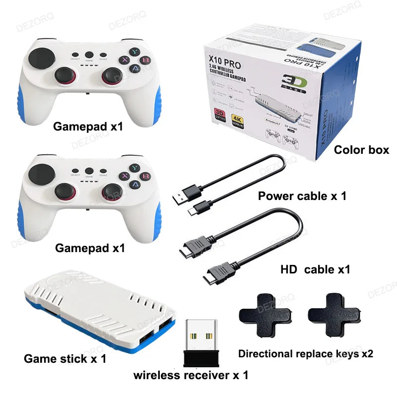 128G X10 PRO GameStick 4K HD TV Video Game Console S905 X3 Retro Games Dual 2.4G Controller