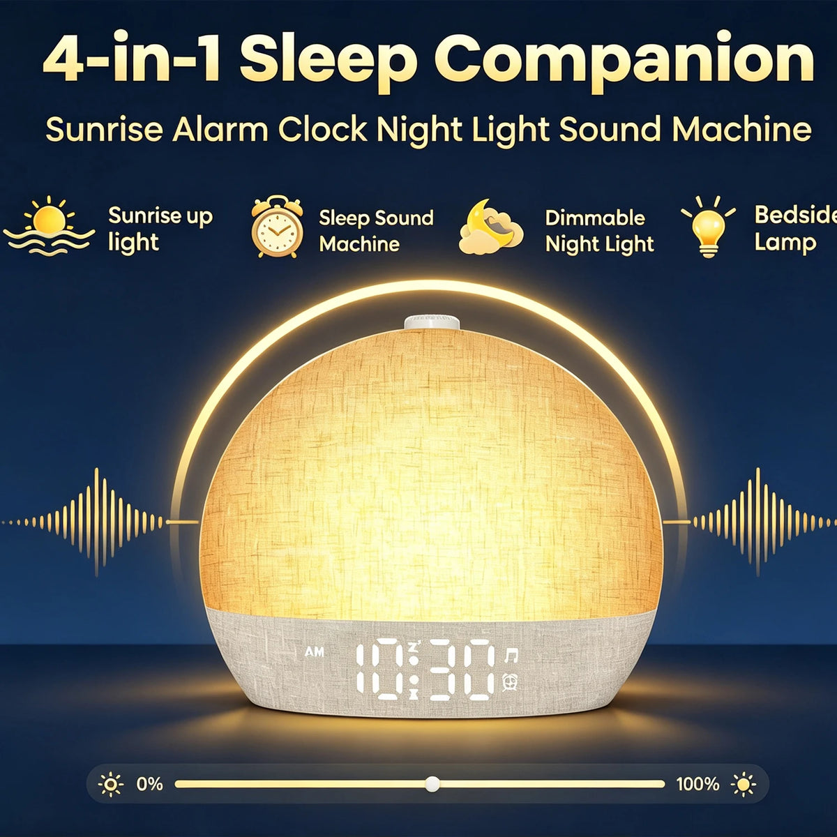 Sunrise Alarm Clock with Sound and Colour Light