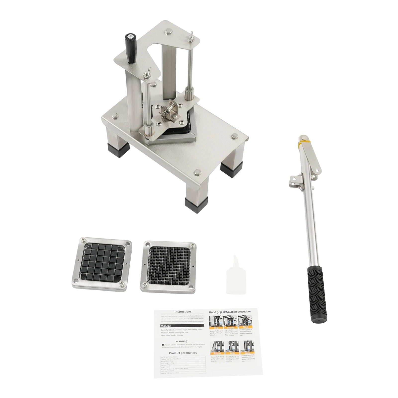 Commercial French Fry Cutter Kitchen Vegetable Dicer Multi-function Food Cutter with 3 Stainless Steel Blades for Home Restaurant