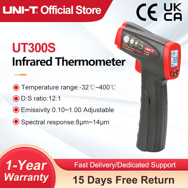 UT300S Infrared Thermometer, -32 to 400 °C, 12:1