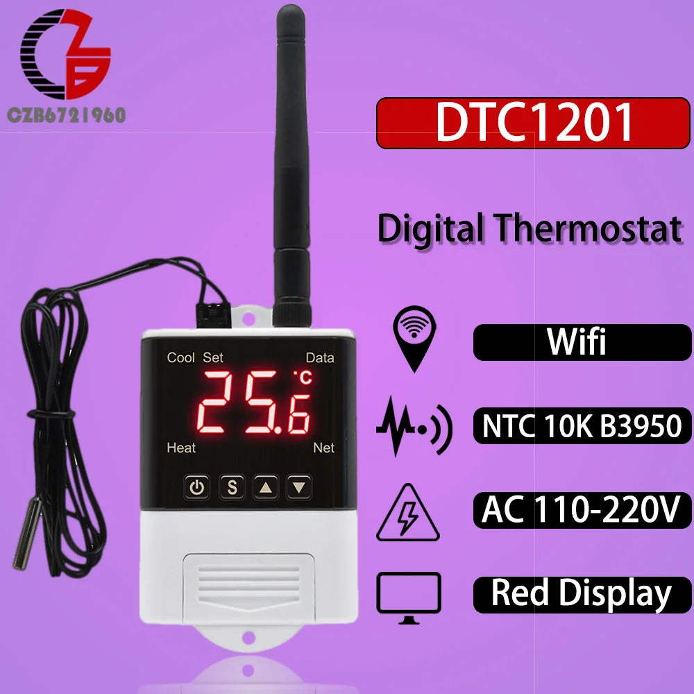 Digitální termostat a vlhkoměr s volbami modelů