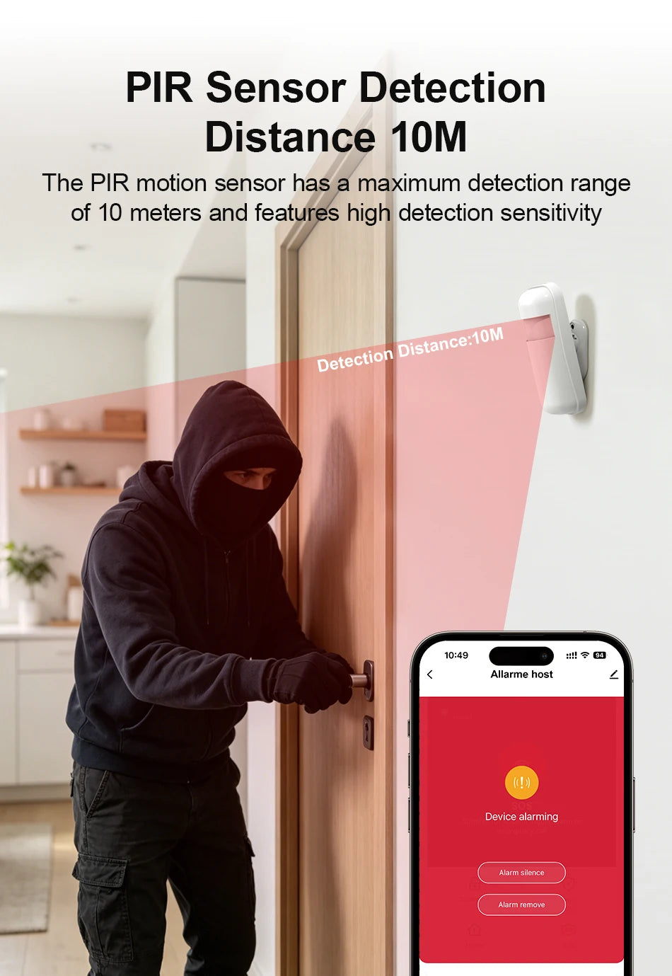 PGST Wireless Home Security Alarm System Work with Tuya 4G 2G GSM WIFI Smart Home 433MHz App Control With Alexa