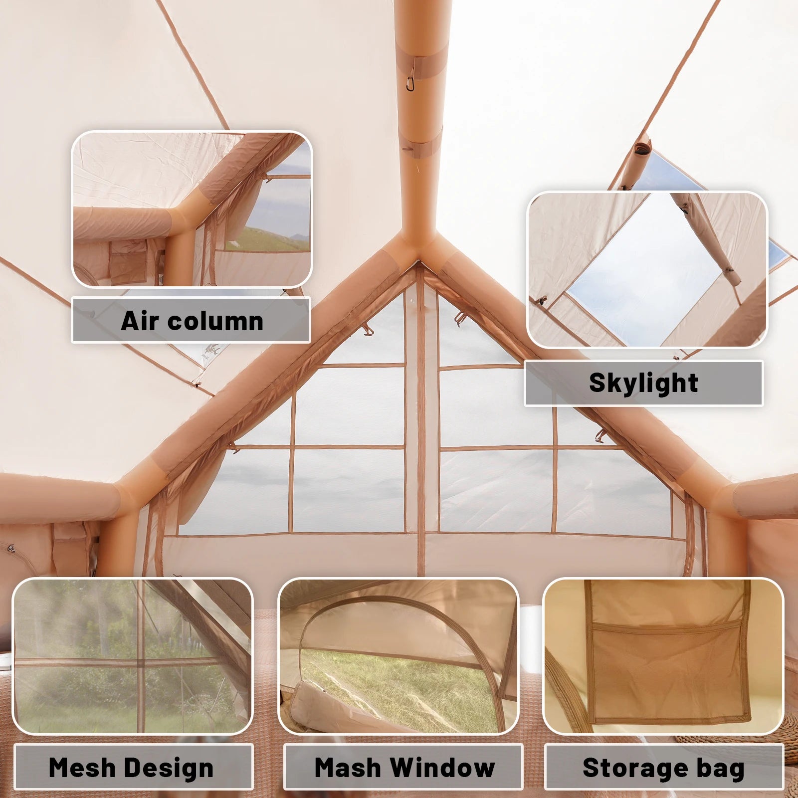 Inflatable Camping Tent for 4-8 Persons with Carry Bag