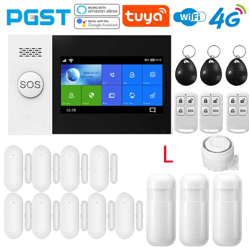 PGST 4G home allarme anti-furto, Tuya, kit di sicurezza con sensore di movimento PIR, wireless, WiFi, GSM, PG-107