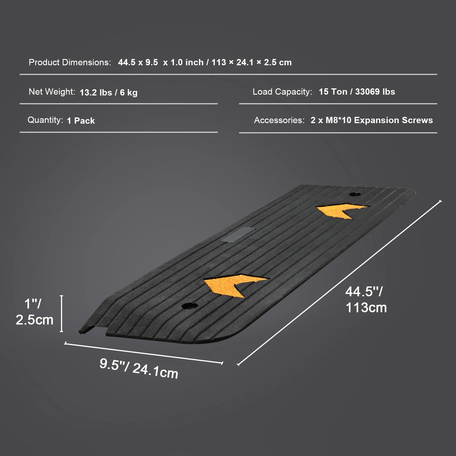 Rubber Driveway Curb Ramp 4" Rise Non-Slip Threshold for Wheels