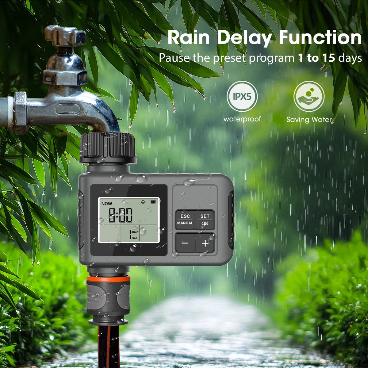 SGW05 Single-Outlet Garden Water Timer with LCD