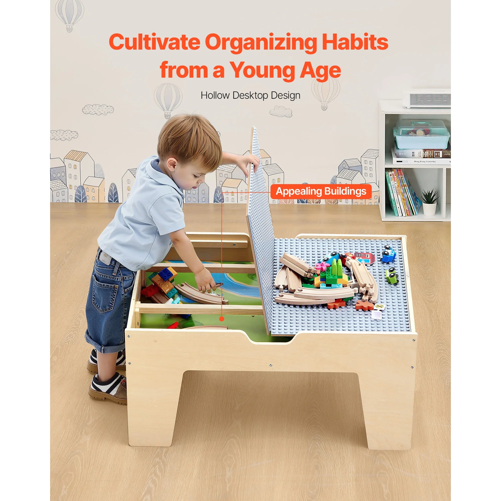 Table de jeu multi-activités pour enfants avec 320 pièces et circuits de train