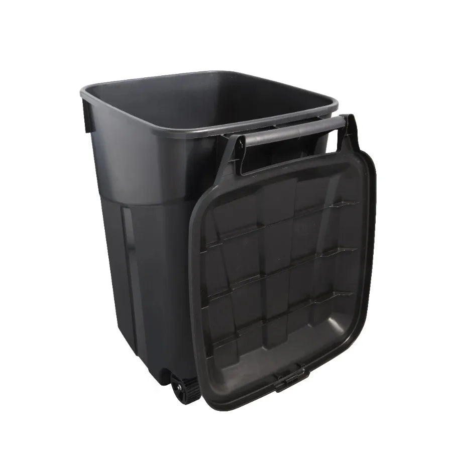 2 Pack 45 Gallon Wheeled Garbage Cans with Attached Lid