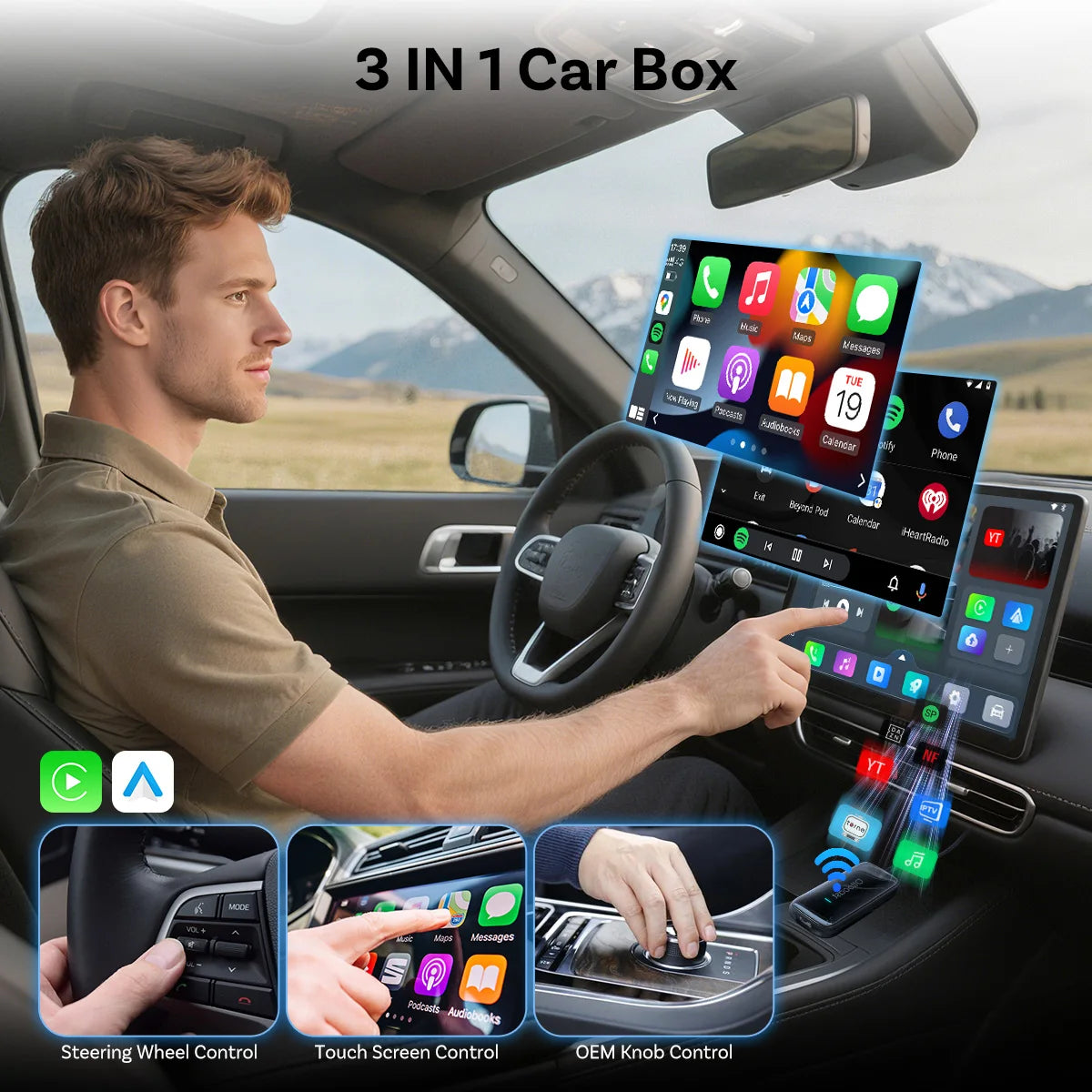 Wireless In-Car Phone Adapter with Pre-Installed Video Apps