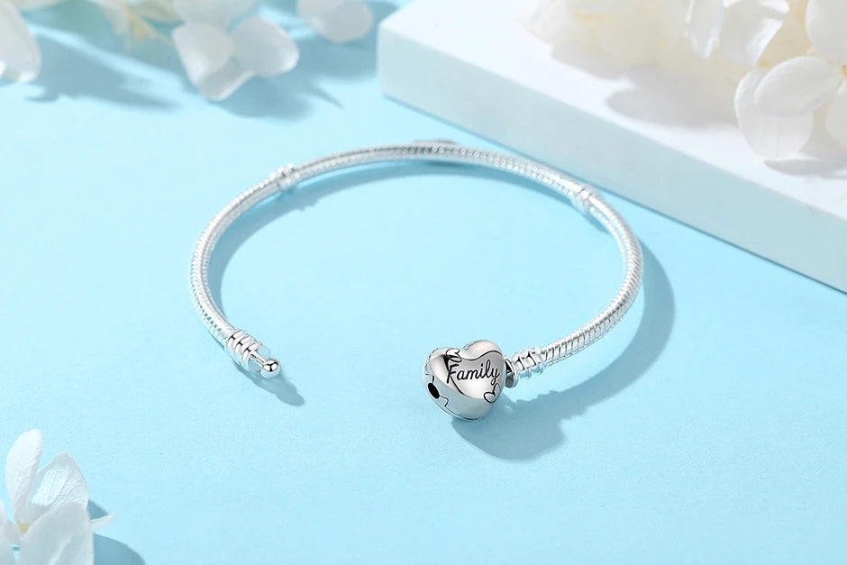 Orijinal 925 Ayar Gümüş Bileklik Kalp Süsleri ile