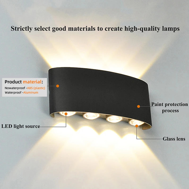 Up-and-Down LED Wall Light, Size and Finish Options