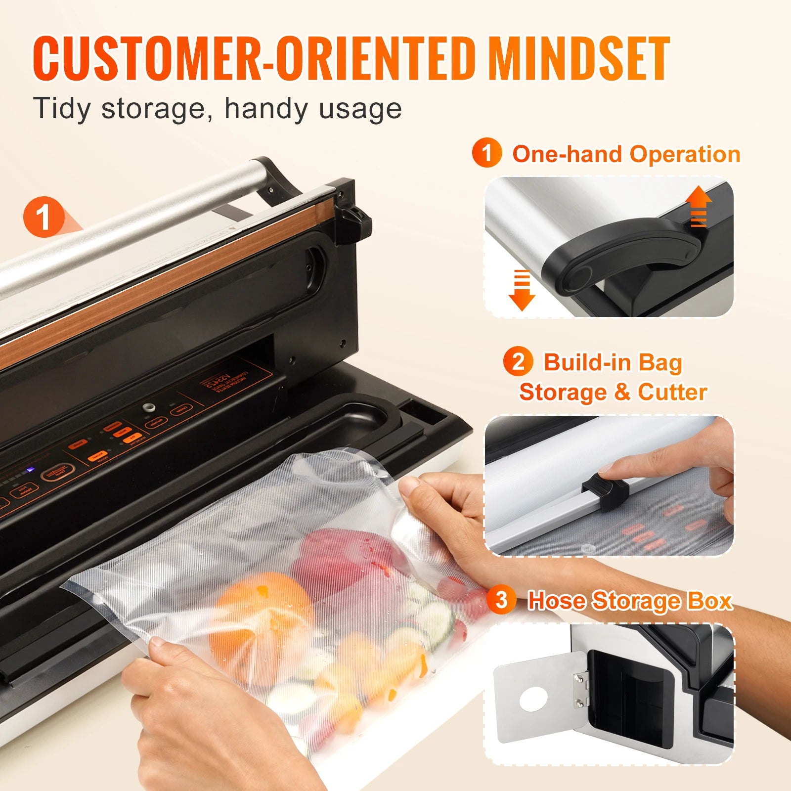 Commercial Vacuum Sealer Machine with Cutter & Bag Storage