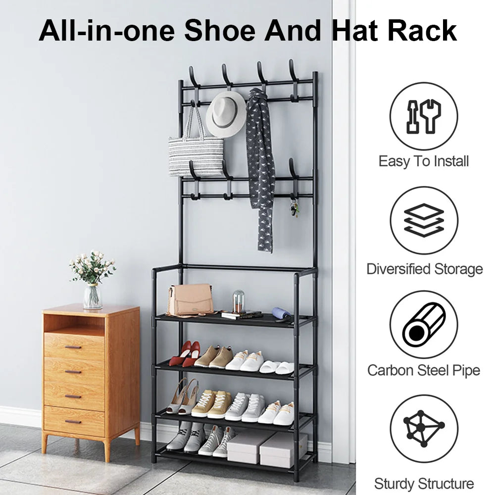 Multi‑Layer Shoe Hat Rack & Doorway Organizer
