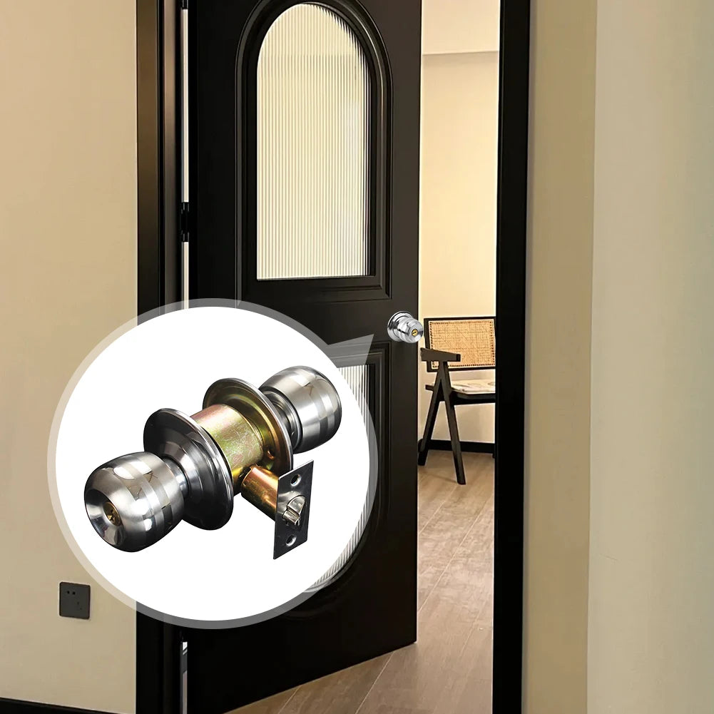 Stainless Steel Keyed Door Knob Set with 3 Keys