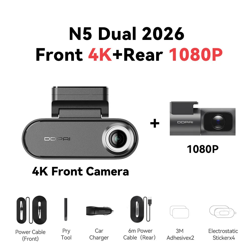 Dual 4K HDR Dash Cam Front Rear with WiFi 6 GPS and 24H Parking Mode