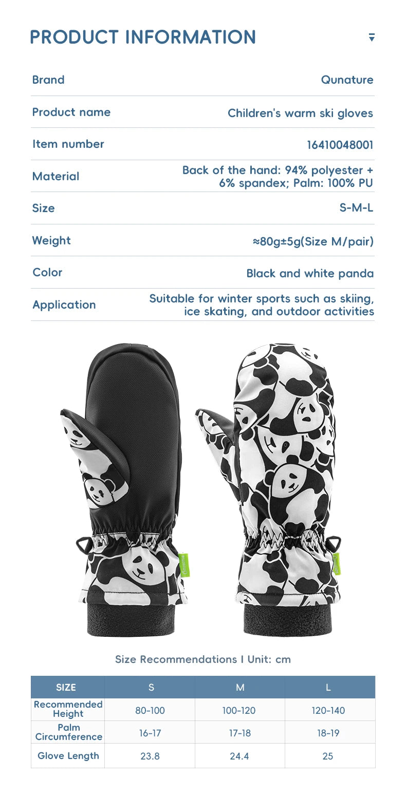 Kids Winter Ski Gloves Waterproof Non-Slip Touchscreen Warm Gloves