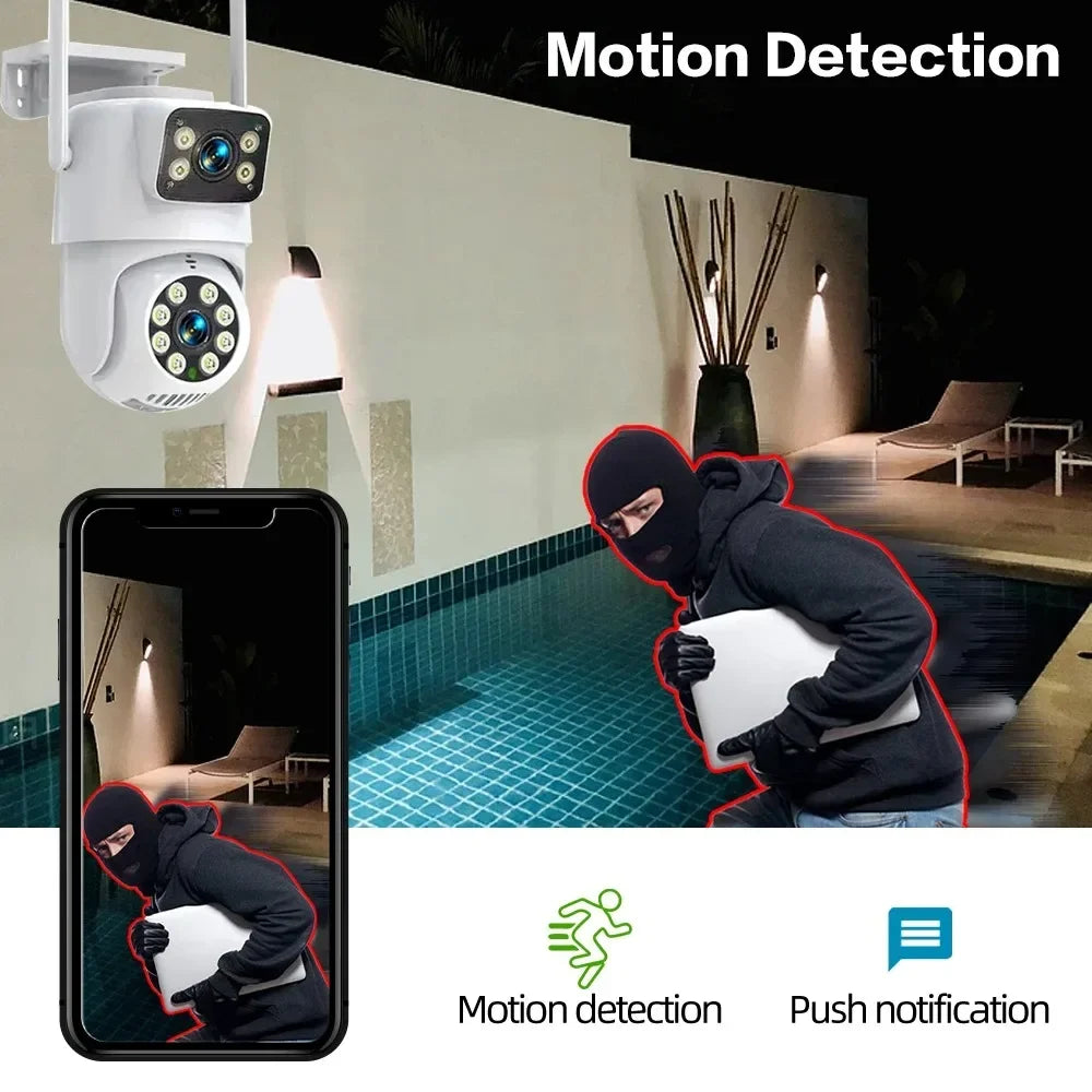 4K 8MP Dual Lens Outdoor PTZ Security Camera with Auto Tracking