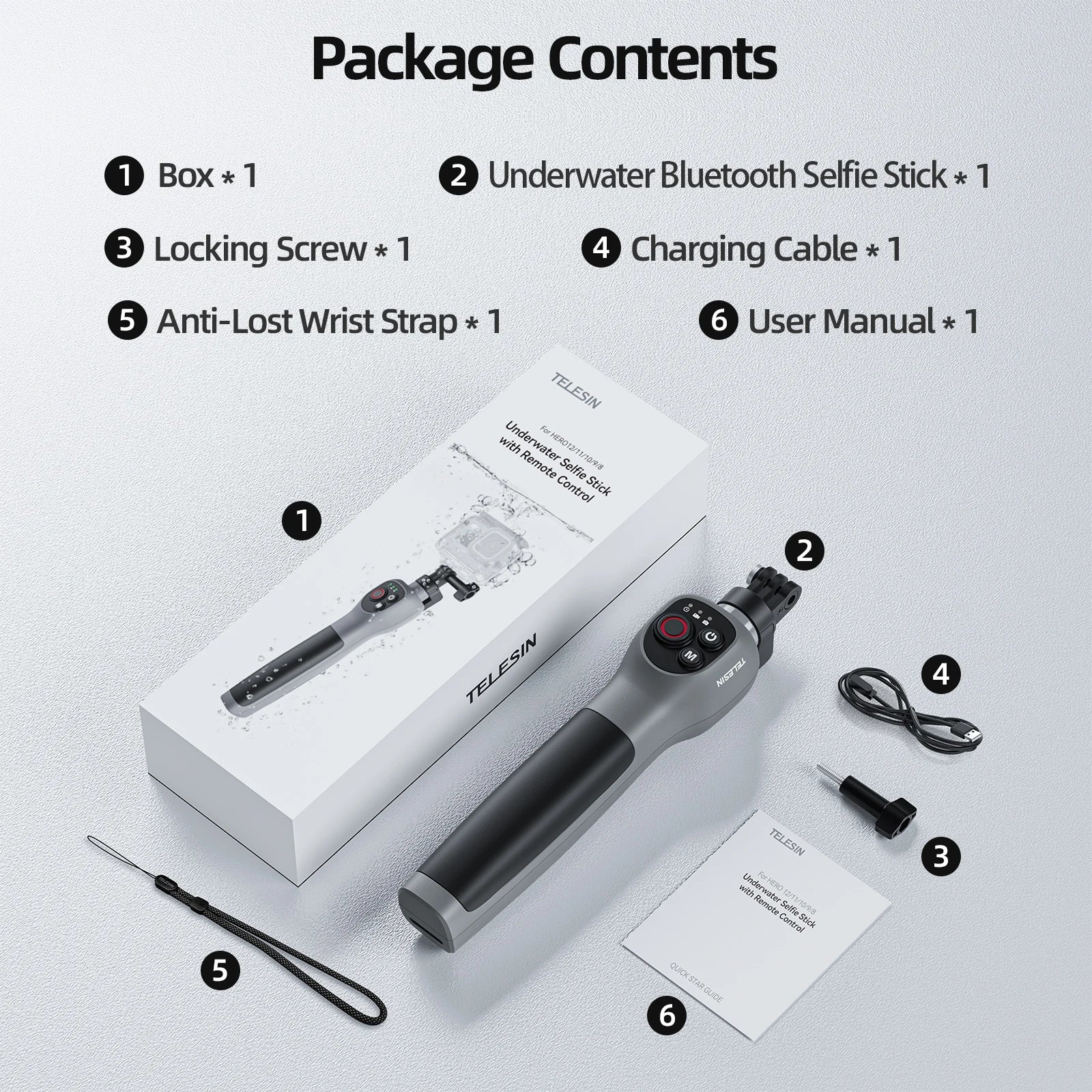 GoPro için Kablosuz Kumandalı Su Altı Selfie Çubuğu