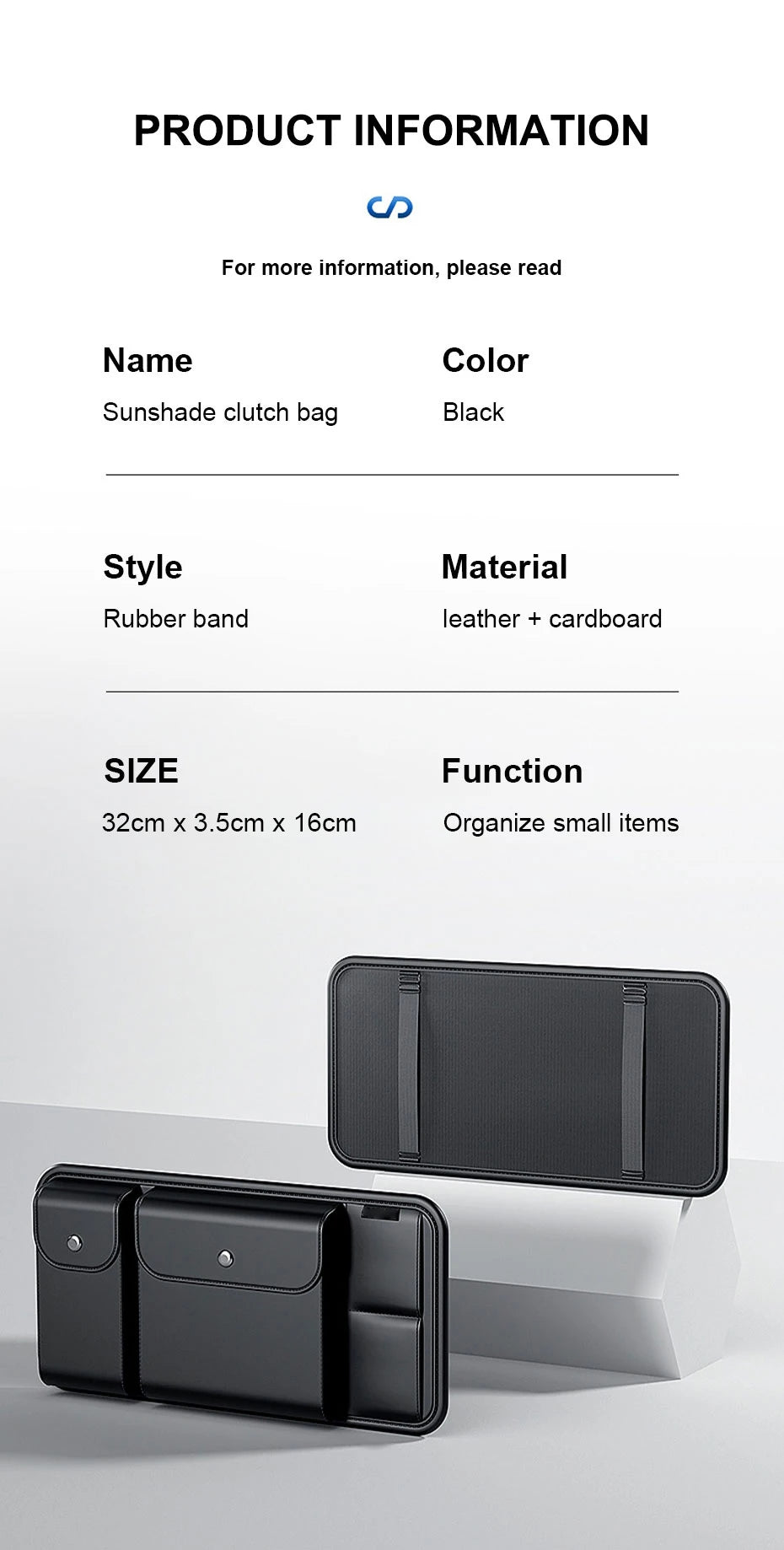 SEAMETAL Luxury Car Sun Visor Organizer Universal Visor Panel Storage Bag PU Leahter Multi-Pocket Auto Storage Pouch Glasses Box