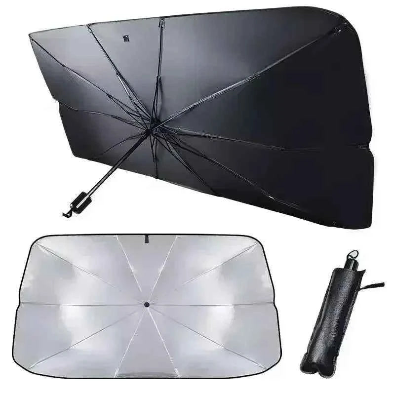 Foldable Umbrella-Style Windshield Sunshade