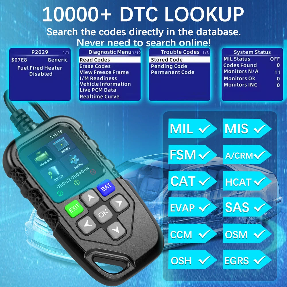 Lector de códigos OBD2 AINYSZIN para diagnóstico del motor