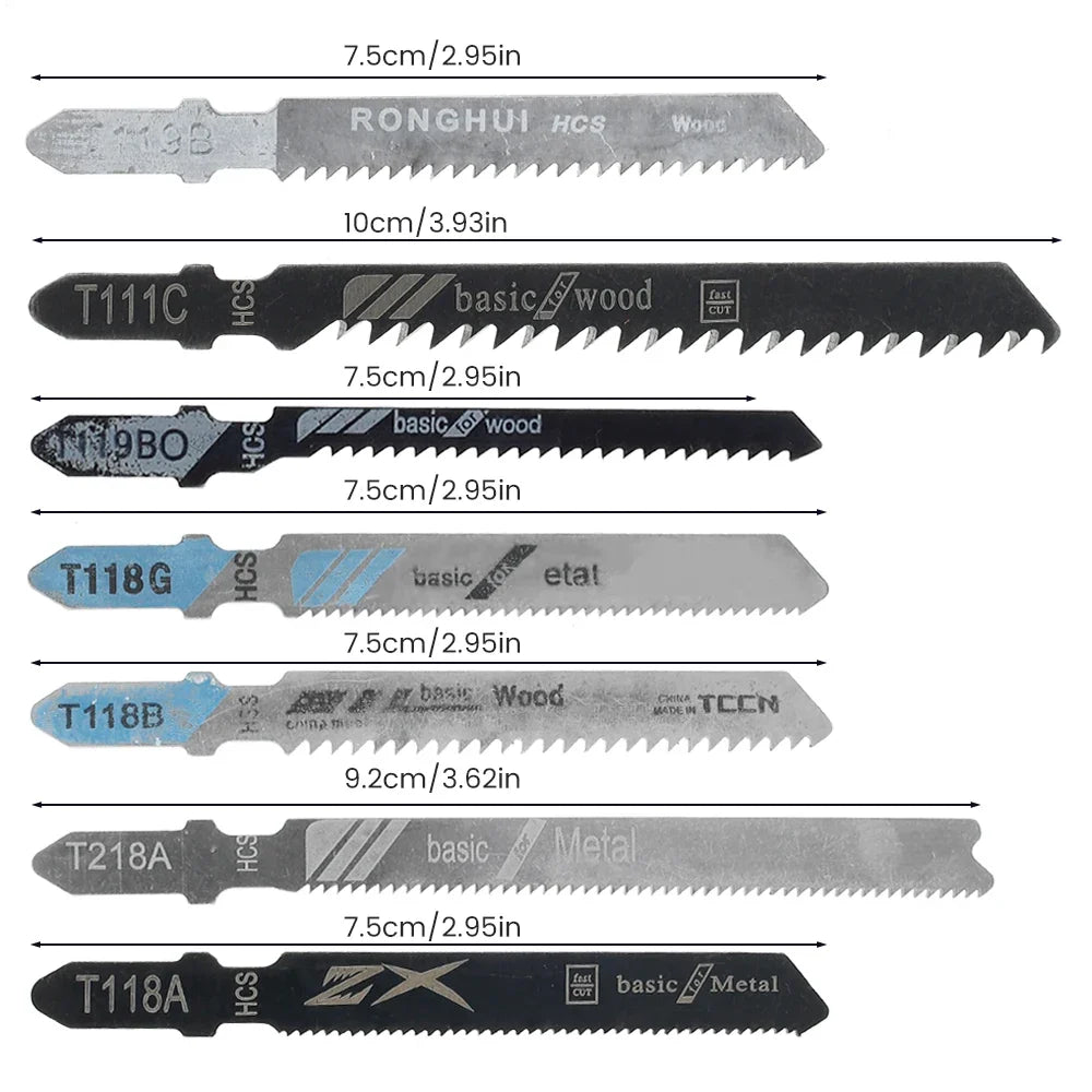 10/20/35/48Pcs T-Shaft Jigsaw Blades HCS Assorted Jig Saw Blades For Wood Plastic Metal Cutting T119B T111C T218A T118A T118B