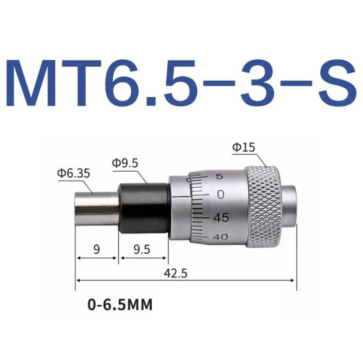 Cabezal micrométrico MT6.5-3-S, recorrido de 0–6.5 mm