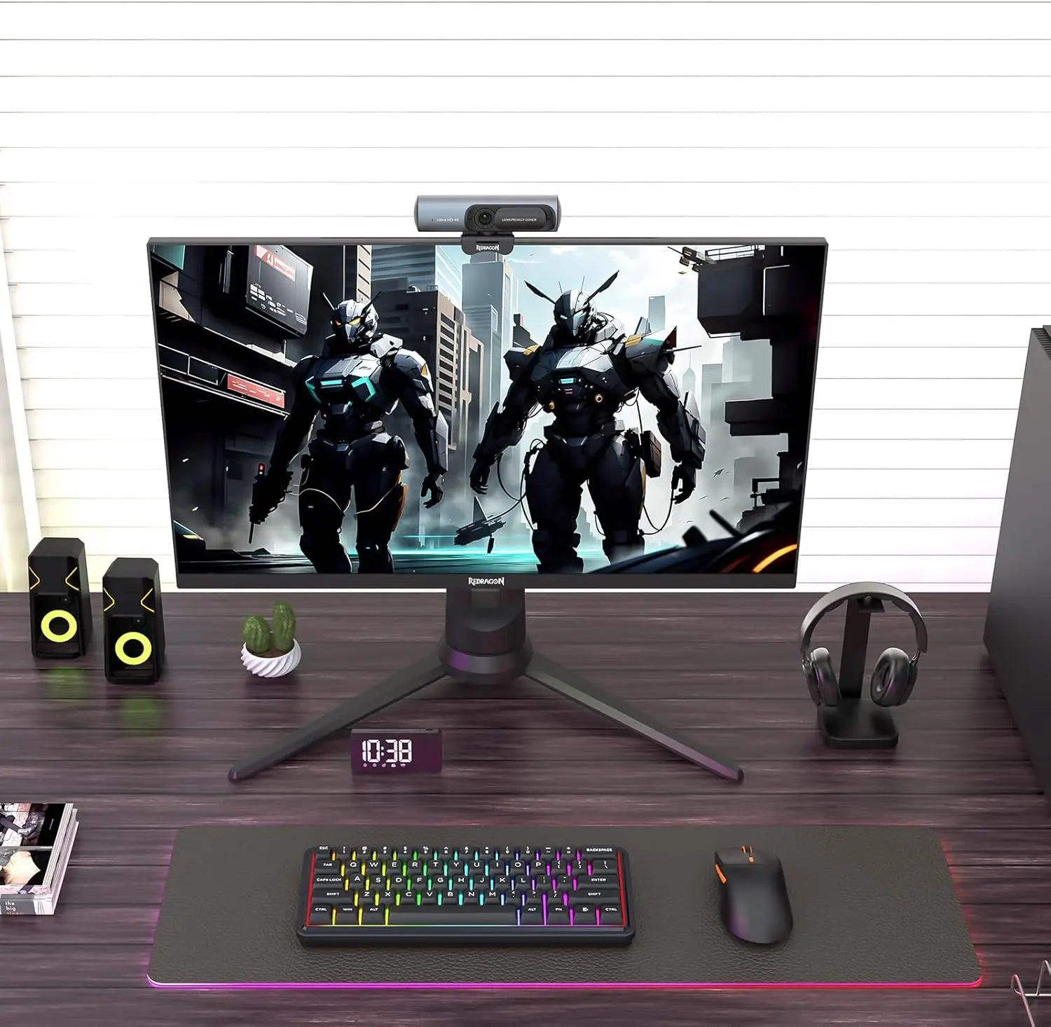 Redragon GW911 4K Webcam with Dual Noise-Cancelling Mics