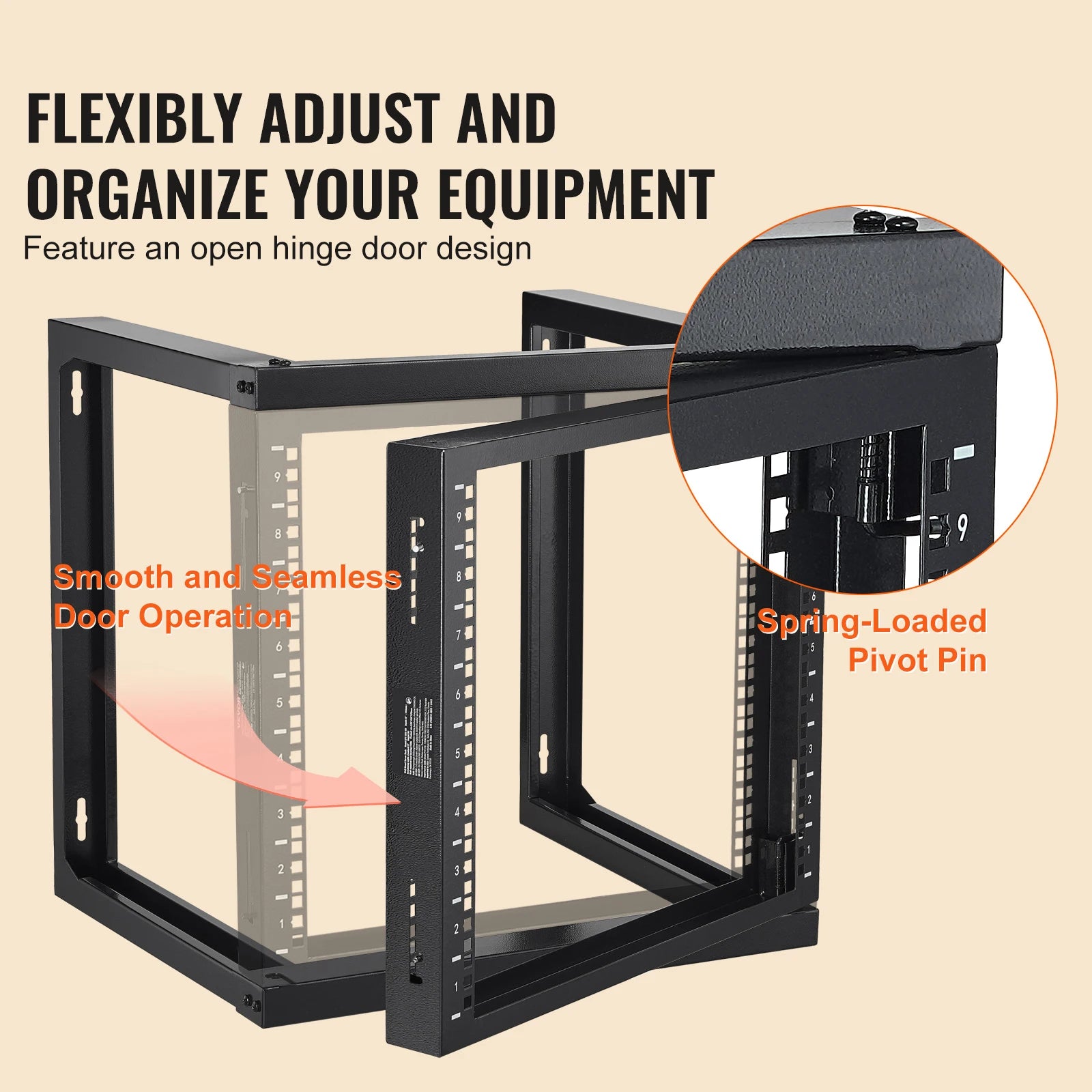 9U Wall Mount Server Rack 19 Inch Open Frame 150 lb Capacity