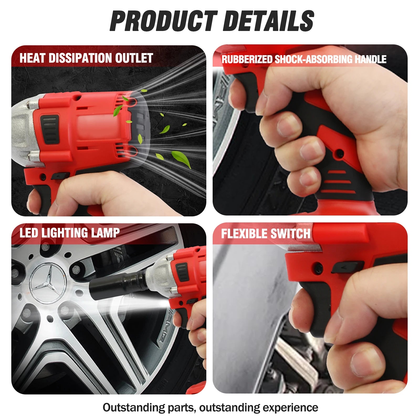 Cordless Electric Impact Wrench Set 1000Nm 21V with 2 Batteries
